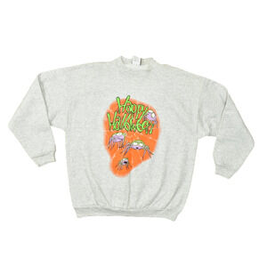 TSI Vintage Happy Halloween Spider Graphic Sweatshirt Heather Gray XL 24x28